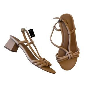 NWT Torrid Beige Nude Strappy Square Heel Sandal Size 10 Wide